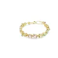 Swarovski Gema Tennis Armband, Vergoldetes Damenarmband mit Mehrfarbigen Kristallen, Mit Karabinerschließe, Armbandlänge: 15.5-20 cm, Motivgröße 0.8 x 0.9 cm