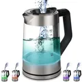 Edelstahl Glas Wasserkocher 2200 W LED Beleuchtung mit Temperatureinstellung