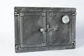 SEZAM doppelte Brotbackofentür aus Gusseisen mit Thermometer 500 °C, mit Türriegel, Pizzaofentür - Brotofen - Steinofentür, 48 x 3 x 32,5 cm, altsilberfarbene Bemalung