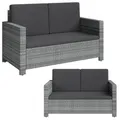 STEELSØN Elnath Gartensofa 2-Sitzer – Rattan Gartenlounge Grau/Anthrazit – Loungebett für Balkon/Garten/Terrasse – kleine Couch platzsparend – Outdoor Sofa Set mit Polster – Balkonmöbel wetterfest