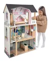 small Foot Puppenhaus Traumvilla XL aus Holz, 3 Etagen mit Aufzug, mit umfangreichem Zubehör, für Modepuppen bis 30 cm, 1:6 Maßstab, 12730