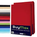 Buymax Spannbettlaken 140x200cm Doppelpack 100% Baumwolle Spannbetttuch Bettlaken Jersey, Matratzenhöhe bis 25 cm, Farbe Rot