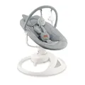 MoMi Babywippe PEARL für Babys bis 9 kg, 360° drehbarer Sitz, LED-Panel, Bluetooth, Fernbedienung, Batterie- oder Netzbetrieb, Netzteil mit USB-Kabel, 5-Punkt-Sicherheitsgurt, Bügel und Spielzeug