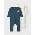 Name It Schlafanzug NBMNIGHTSUIT 2P ZIP FF JET TRACTOR NOOS (Packung, 2 tlg) aus Baumwolle, regular fit, mit Reißverschluss blau 74 EU