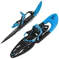 ALPIDEX Schneeschuhe 29 INCH Schuhgröße 38-46 bis 140 kg Steighilfe Tragetasche optional Stöcke, Farbe:Blue ohne Stöcke