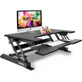Duronic DM05D1 BK Workstation bis 42cm höhenverstellbar - Sit-Stand Stehpult mit Tastaturhalterung - 92cm x 56cm