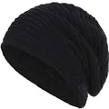 Compagno Wintermütze warm gefütterte Mütze Wabenmuster Beanie meliert Einheitsgröße, Farbe:Schwarz