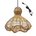 Lumisky Hängeleuchte für den Außenbereich, RONDA OUTDOOR CABLE aus Naturrattan im Boho-Stil, 5 m Kabellänge