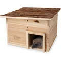 Igelhaus Winterfest aus Holz mit Boden & wetterfestem Rindendach I Igelfutter...