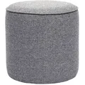 Runder Pouf in hellgrauem Stoff D40 cm PAUL