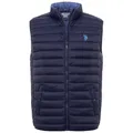 U.S. POLO ASSN. Herren Weste (S-XXL) gesteppt mit hochstehendem Kragen und Druckknopftaschen - P025 Navy-Blau Größe XL - Gr.XL
