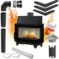 Rechter Luftkamin-Einsatz KRATKI SIMPLE 6kW Eco Rekuperation SCHLIESSSET - Schwarz