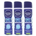 3x NIVEA MEN Dry Active Anti-Transpirant Deo Spray je 150ml antibakteriell