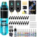 Akku-Rotary Tattoo Machine Kit mit 20 Tattoo-Kartuschennadeln, Tintenset & 2 ...
