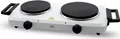 Lentz Doppelkochplatte Kochplatte Doppel 1500 Watt + 1000 Watt Hob Markenqualität inklusive Griffe weiß