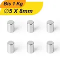 50 Stück Neodym Magnet 5mm x 8mm Supermagnete hohe Haftkraft Scheibenmagnet