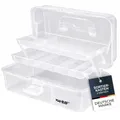 HMF Nähkasten aufklappbar mit 3 Ebenen, Sortierbox für Kleinteile | 33 x 20 x 15 cm | Transparent