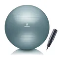 BODYMATE Gymnastikball Sitzball Trainingsball mit GRATIS E-Book inkl. Luft-Pumpe, Ball für Fitness, Yoga, Gymnastik, Core Training, für starken Rücken als Büro-Stuhl COOL-Grey-Blue 65cm
