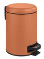 WENKO Kosmetikeimer 3 Liter, Stahl, herausnehmbarer Inneneimer mit Müllbeutelhalter, Mülleimer fürs Bad mit Deckel und Tretfunktion, ausklappbarer Tragegriff, Terracotta matt, Mod. Leman