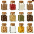 gouveo 12er Set Gewürzgläser 150 ml eckig mit Korken - Kleine Korkengläser mit K