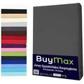 Buymax Spannbettlaken Wasserbett Spannbettlaken für Boxspringbetten Matratzen bis 35 cm Höhe, Jersey, Gummizug: Rundumgummi, (1 Stück), Spannbetttuch 97% Baumwolle, 3% Elasthan, atmungsaktiv, 40 cm Steghöhe grau 180-200 cm x 200-220 cm
