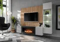 ASM-Moebel Wohnwand Wohnwand XARI PGAS-K mit Led Push - Click und Bio-Ethanol Kamin, Mit Bio-Ethanol Kamin Led Beleuchtung und Push-Click System