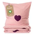 Lavea® Emilia Bettwäsche Kinder Set, Kinderbettwäsche aus 100% Bio-Baumwolle, mit Herzmotiv, weiche Bezüge für Bettdecke und Kopfkissen, mit Reißverschluss, Rosa Bordeaux 135 x 200 cm und 80 x 80 cm