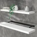 Casaria® Wandregal Weiß mit Halterung 50-110cm Schwebend 15kg Tragkraft Küche Wohnzimmer Büro Flur Bad Schweberegal Regalbrett Hängeregal Matt 110cm