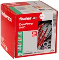 fischer DuoPower 8 x 65 S, Universaldübel mit Sicherheitsschraube, 2-Komponenten-Dübel, Kunststoffdübel zur Befestigung in Beton, Ziegeln, Stein, Gipskarton uvm., 25 Dübel + 25 Schrauben
