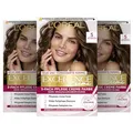 L'Oréal Paris Permanente Haarfarbe, 100% Grauhaarabdeckung, Haarfärbeset mit Coloration, Shampoo und 3-Fach Pflege Creme Farbe, Excellence Creme, 5 Hellbraun, 3 x 268 g