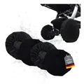 BambiniWelt Radschutz Kinderwagen – Räderschutz & Reifentaschen Set für Buggy Räder bis 14 Zoll, universell passend, aus flexiblem Nylongewebe mit Gummizug, schützt vor Schmutz & Nässe