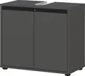 Waschbeckenunterschrank >GW-LEMONT< Siphonaussparung, 2 Türen, Türdämpfung, Graphit - 63x55x34cm (BxHxT)
