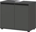 möbelando freiraum Waschbeckenunterschrank GW-Lemont in Graphit – Badunterschrank mit Siphonaussparung, 63x55x34 cm, 2 Drehtüren, Türdämpfung, höhenverstellbarer Einlegeboden, Made in Germany