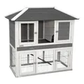 Kerbl Pet Nagerstall Villa, Kleintierstall, Nagerstall, 118x68x118cm, Holz, Hasen, Kaninchen, wetterfestes Dach