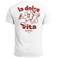 Neverless® Herren T-Shirt Backprint La Dolce Vita Grafikshirt Schriftzug Fashion Streetstyle Weiss-rot L