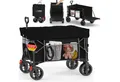 LAWA Living and Lifestyle Bollerwagen Stoffdach Bremse 100kg kleines Packmaß 10kg leicht Handwagen faltbar, mit Heckklappe, verlängerbar, 110cm Teleskopgriff, Seitentasche