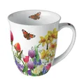 Ambiente Tasse Porzellan Jumbotasse Kaffee/Teetasse 400 ml Frühling Blumen Schmetterlinge Serie spring feeling