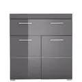 Amanda  Kommode  Grau Hochglanz  Standschrank  BxHxT 73 x 79 x 31 cm  2 Türe...