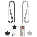 COCASES Handyband Universal zum Umhängen- 2 Stück Handyband aus Nylon kompatibel mit jeden Smartphones, Handygurt Umhängenband mit Kordel (Schwarz/Grau)