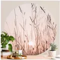Bilderdepot24 Fototapete rund Blumen Sommerabend Floral Natur Kunst Gräser Wiese, Glatt, Matt, (Vliestapete selbstklebend), Wohnzimmer Schlafzimmer Küche Wandtattoo Motivtapete Klebe Wandtapete beige 150 m x 150 m