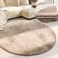 Teppich "Leon", rund, 15 mm Höhe, Langflor, Shaggy, einfarbig, flauschig, weich, glänzend, modern, uni Creme 15 mm Ø 160 cm 1 St. - 15 mm