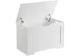 VASAGLE Sitzbank Schuhbank, Sitztruhe, 40 x 76 x 48 cm, Flur, Schlafzimmer, Wohnzimmer (1-St), mit Stauraum, 2 Sicherheitsscharniere, Landhausstil, wolkenweiß