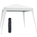 Outsunny Faltpavillon 2,4x2,4m Pavillon Faltzelt mit UV-Schutz, Partyzelt inkl. Tragetasche für Garten, Balkon, Stahl Weiß