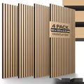 Arebos Akustikpaneele 120x60 cm | Lamellenwand in Holzoptik für Wand & Decke | modernes Wandpaneel mit hoher Schallabsorption | einfache Montage & zuschneidbar | 4er Set für stilvolle Raumakustik