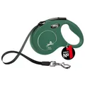 flexi® Classic S | 5m Gurt Roll-Leine für kleine Hunde bis 15 kg | Olivgrün | ausziehbare Hundeleine | Gewicht 200.1 gr | Maße 10 x 16.5 cm