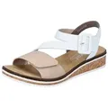 Rieker Riemchensandale Sommerschuh, Sandalette, Keilabsatz, mit asymmetrischem Riemchen beige 37 EU