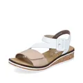 Rieker Damen Klassische Sandalen V3660, Frauen Sandalen,Sommerschuhe,Freizeitschuhe,offene Schuhe,Strandschuhe,beige Kombi (60),37 EU / 4 UK