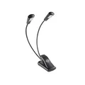 K&M 12246 Notenpultleuchte Double4 LED FlexLight Schwarz – Befestigung per Clip – 2 flexible Schwanenhälse, 2 x 1700 Lux