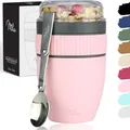Milu Müslibecher to go 400ml MüsliMax Plastik Joghurtbecher für Müsli I auslaufsicherer Becher mit Löffel für Yoghurt/Porridge (Rosa)