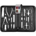 marQus Solingen Maniküre Pediküre Set - 12 Teile in Echt Leder Etui handlich und weich - Komplett Kit mit allem für die Hand- und Fußpflege, Na... - Schwarz